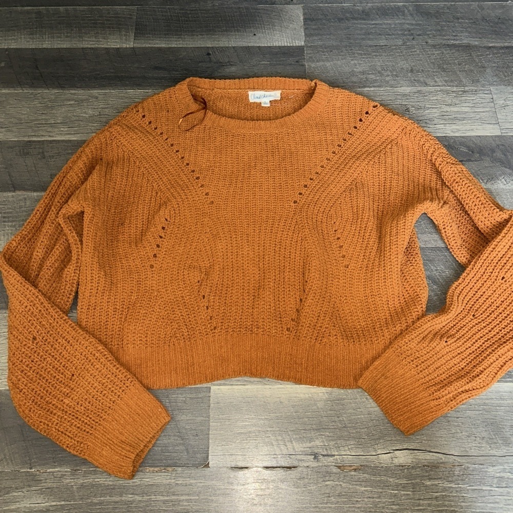 NWOT Cloud Chaser Anthropology Women's Soft Cozy Sweater Burnt Umber Brown Sz L